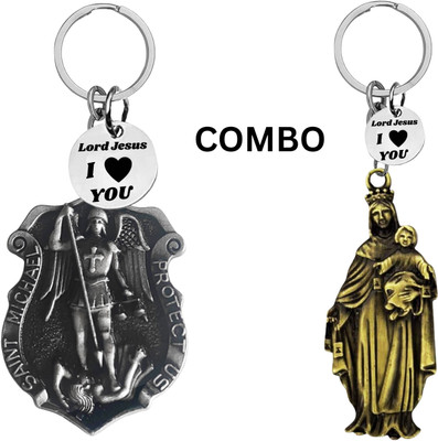 The Men Gift Double-Sided Saint Michael Keychain – Mother Merry Key Ring Medal Com646-654 Key Chain