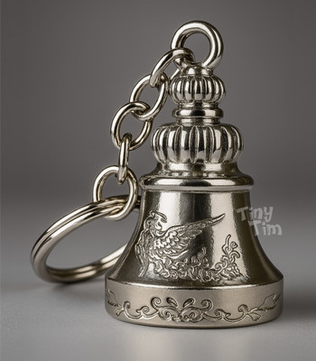 Tiny Tim Premium Silver Guardian Bell Keychain for Bikers – Angel Protection Charm Key Chain