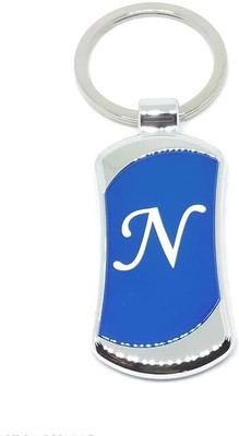 Augen Alphabet Letter N Metal Initials Car/Bike Gifting Anti-Rust (Pack Of 1) - 4 Blue Key Chain