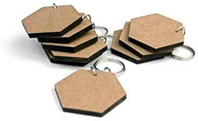 Maitri 30 Pcs Hexagon Shape Key Chains with Ring (50 x 50) mm | Mandala Art Key Chain