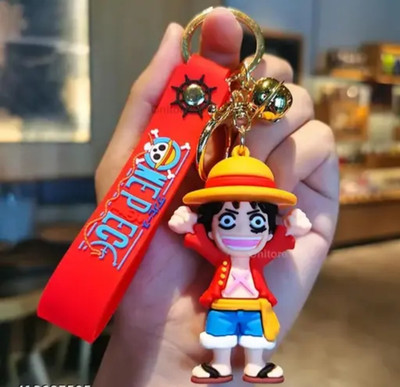 Sbb Novelty 3D Luffy Miniature Toy Rubber Keychain with Strap One Piece Luffy Key Chain