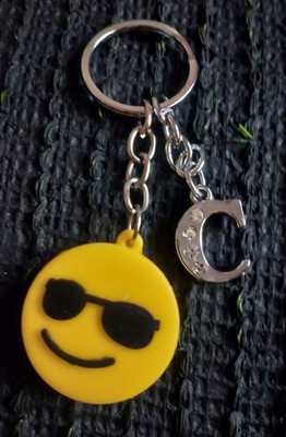 Meeko.com C Letter With Smiley Rubber Key Chain 2a Key Chain