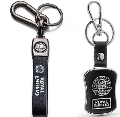 Mistazzo Royal Enfield Leather Strap Metal Hook keyring For Bullet Pack Of 2 Key Chain