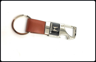 Dashify Metal Leather Opner Keychain for Honda Cars Brown Colour_x104 Key Chain