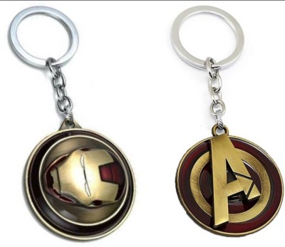 Jainsburys Combo of Avengers Logo & Ironman Red Rotating keychain Key Chain