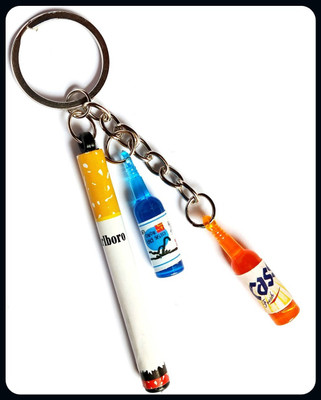 Meeko.com 2 Bottles and 1 Cigarette set in 1 Keychain-A Key Chain