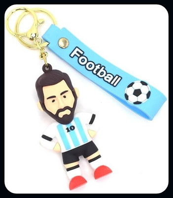 BBG BBG_White Blue Messi 3D Rubber With Long Ribbon 02-New309-A Key Chain