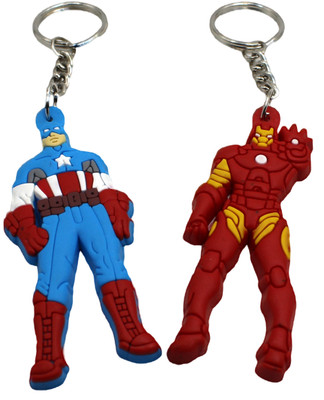 neoinsta shopping Small size combo set of captain america and iron man 3D pvc or rubber keychain Key Chain