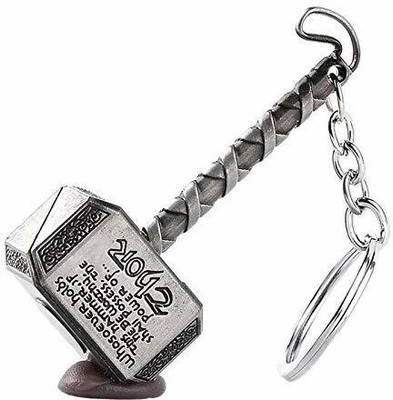 SRG Thor Hammer Brass With Wording Metal Keyring (Gold)_KC Fancy Key Chain