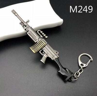 MAG BEE PUBG M249 Machine Gun Metal (Silver and Back Combination)) Key Chain