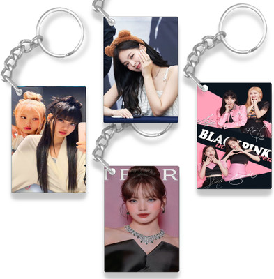 THE HATKE STORE Black Pink Printed Acrylic Keychain (pack of 4) Gift For Army Lover Gift P8 Key Chain