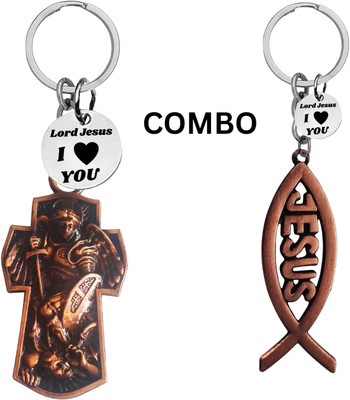 M Men Style Double-Sided Lord Jesus Combo Keychain – Jesus Fish Key Ring Medal Com650-659 Key Chain