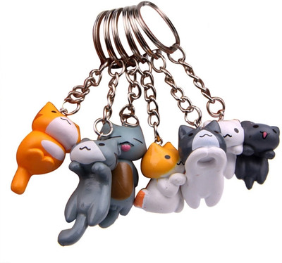Devavrat Cat Cartoon KeyChain Car KeyRing Couple Bag Pendant 6 Packs Features Key Chain