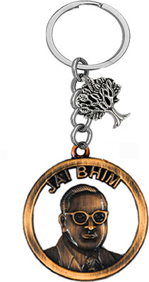 AFH Jay Bhim Ambedkar Metal Copper Tree Of Life Charm Keychain for Car Bike Home Key Chain