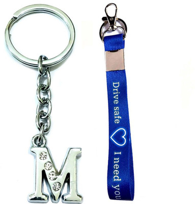 Meeko.com initial M letter & blue drive safe tag 16 cm_jj150 Key Chain