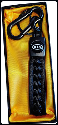 gtrp Stylish Leather Stripe KIA with Auto Keyring-A Key Chain