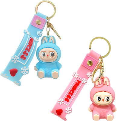 HANNEA Labubu Keychain Cute Bag Charm Kawaii Monster Doll Set Key Chain