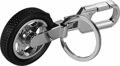 Bambble Rotary Tyre TATA Key chain Keyring FOB Logo key ring keychain Silver, Black - KC210 Key Chain