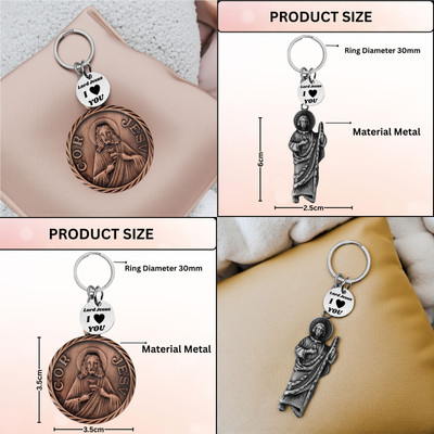 The Men Gift Lord Jesus Keychain Combo– Sacred Heart Religious Keyring Set ShivkeyCom623-658 Key Chain