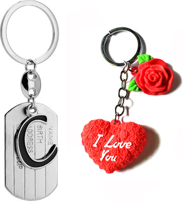 Meeko.com Red Heart Rubber With C Letter Bike Key Chain 0j6rh Key Chain
