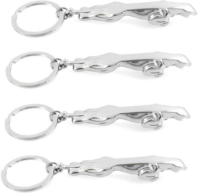 Blue Aura Silver Jaguar Metal Set of 4 Key Chain Key Chain