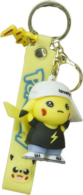 MIKADOECOM Pikachu Cartoon Keychain | Cute Pokemon Rubber Pendant for Kids & Gifts Key Chain