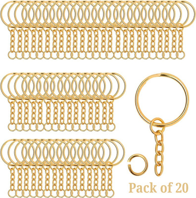 Qroof Gold Colors Metal Split Keychain Ring Parts for Crafts Key Ring Key Chain