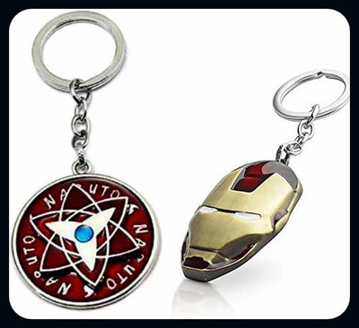 Meeko.com Spinning naruto and iron man face keyring-A Key Chain