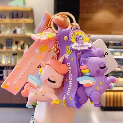 gtrp Cartoon Fairy Tale Rainbow Horse Keychain Ladies Cute Car Key Ring Bag Pendant Key Chain