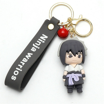 RainSound 3D Miniature Soft PVC Naruto anime Sasuke Uchiha keyring with Charm Key Chain