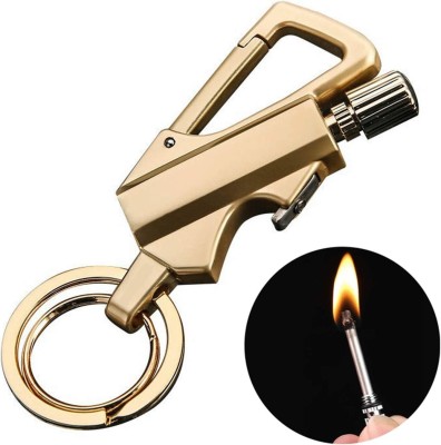 ASTOUND Waterproof Cigarette Lighter Keychain Bottle Opener Flint Match Sticks-Gold Pocket Lighter(Gold)