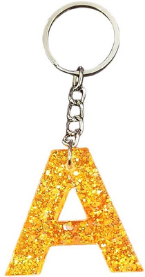 IG Crafter Handmade Ultra Shiny Orange Glitter made A Alphabet Key Chain