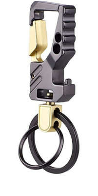 nuira Grey Metal Double Ring Bottle Opener Keychain Key Chain