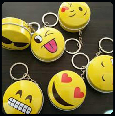 gtrp Keychain-(6 Pieces) Smiley Emoji Tin Round Key Chain