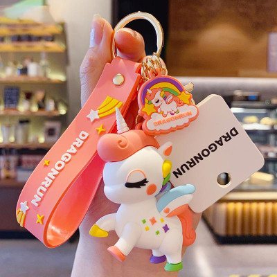 gtrp Cartoon Fairy Tale Rainbow Horse Keychain Ladiess Cute Car Key Ring Bag Pendant Key Chain