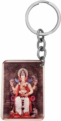 M Men Style Religious Lord Shri Ganesha/Ganpati Keyring Keychain White SKey2025261 Key Chain