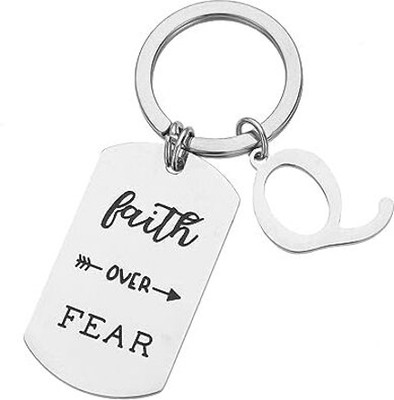 Artisans Crafted Faith Over Fear Keychain with Initial Q Key Chain