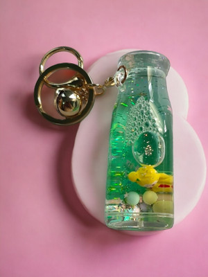 VSS Unicorn Glass Water keyring filled with Glitter. Ideal gift for girls-Bottle-7 Key Chain