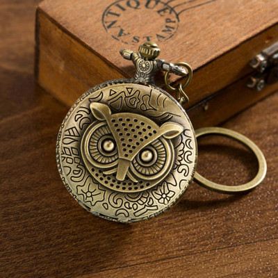 GT Gala Time Antique Owl Pocket Watch Car Bike Key Chain with Key Ring Men & Women Gift Key Chain