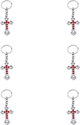 BLESSINGS Set Of 6 Cross Stone Key Chain