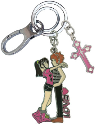 HANDSOME ISK Beautiful Couple Love With Stylish God Jesus Cross Locking Lock Key Chain