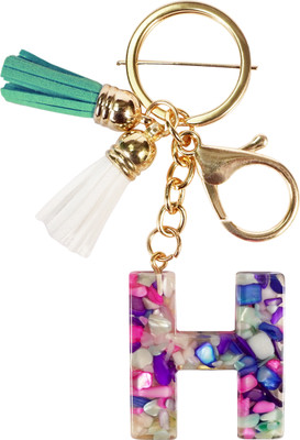 CRAFT STUDIO Mix Stone Resin Alphabet H Initial letter keychain for Boys & Girls Key Chain