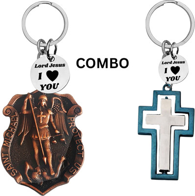 The Men Gift Double-Sided Saint Michael Keychain – Jesus Christ Key Ring Medal Com644-677 Key Chain