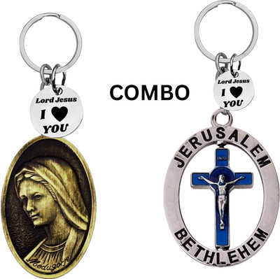 M Men Style Lord Jesus Keychain Combo– Sacred Heart Religious Keyring Set SkeyCom642-672 Key Chain