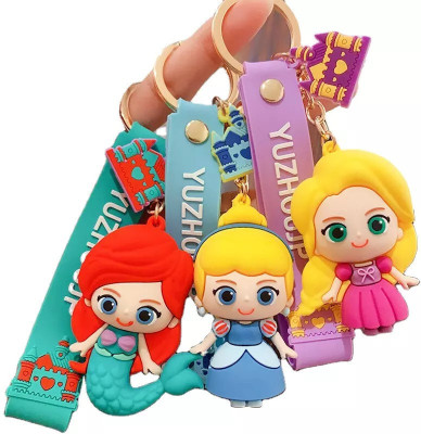 gtrp keychain-Cute 3D Princess With Charm (Pack Of 3) Key Chain
