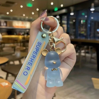 SRG Crystal Teddy Bear shaped Keychain Blue Key Chain