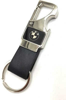 MISMIL Metal Leather Opner Keychain for BMW Car Black Colour Key Chain