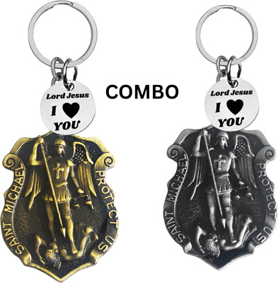 M Men Style Double-Sided Saint Michael Keychain – Jesus Christ Key Ring Medal Com645-646 Key Chain