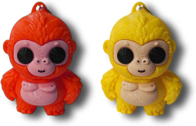 Graceful polygon Cute Jungle Gorilla Keyring – Fun & Funky Gift for All Ages - Pack of 2 Key Chain