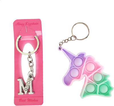 ShopTalk Alphabet Letter M With Multi design Assorted popit Key Chain